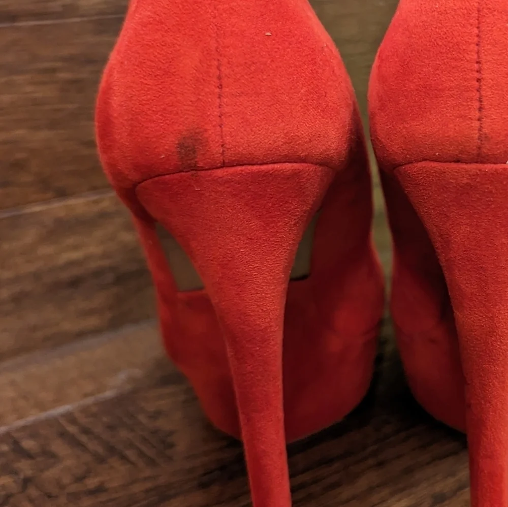 Zara Red Platform High Heels Women's Size 7 - Picture 13 of 13